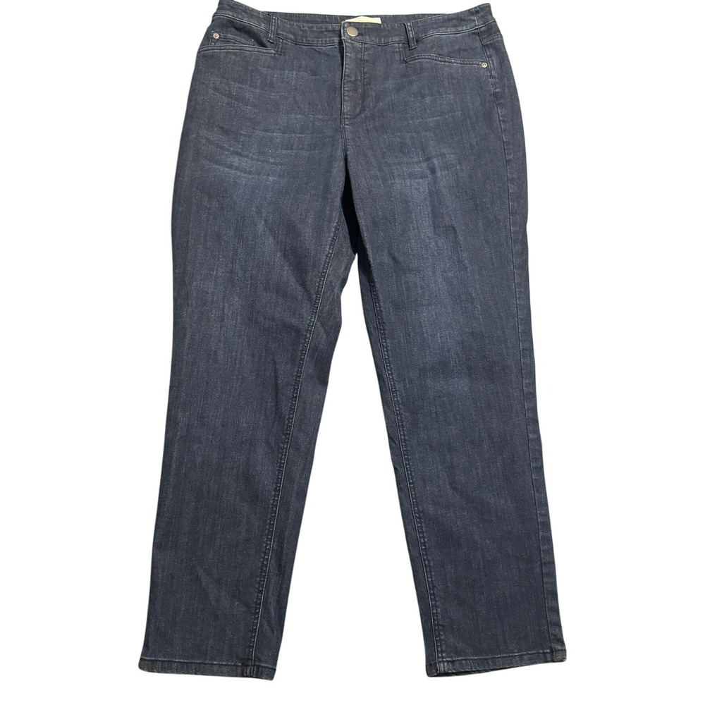 J Jill Denim Slim Ankle Pants Women's Size 16 Smooth Fit Dark Blue Casual